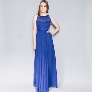 J.Crew NWT 100% Silk Navy Blue Long Maxi Length Gown Dress Chiffon Size 12